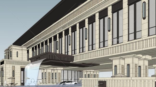 Sketchup商业模型|多层会所，古典风格，商业建筑
