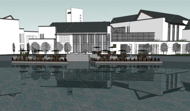 Sketchup商业模型|多层徽派新会所，中式风格，商业建筑