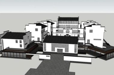 Sketchup文化模型|多层博物馆，文化建筑，中式风格-BIM建筑网