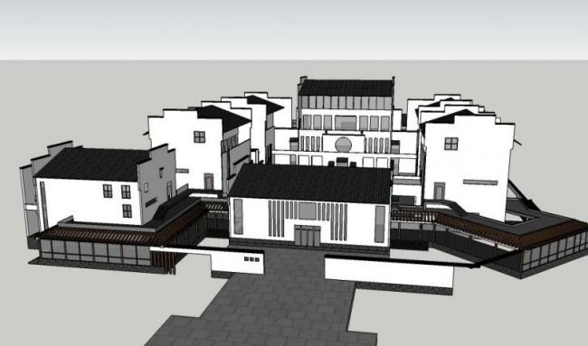 Sketchup文化模型|多层博物馆，文化建筑，中式风格