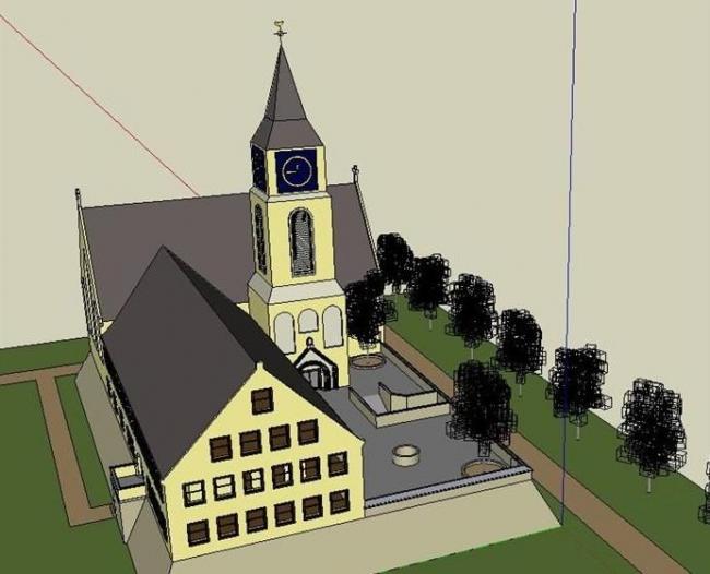 Sketchup学校模型|多层学校幼儿园，教育，欧式风格，古典风格