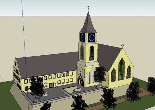 Sketchup学校模型|多层学校幼儿园，教育，欧式风格，古典风格