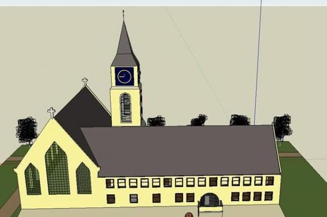 Sketchup学校模型|多层学校幼儿园，教育，欧式风格，古典风格