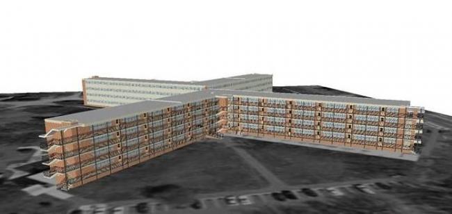 Sketchup学校模型|多层十字形联排教学楼，学校教育校园，现代风格