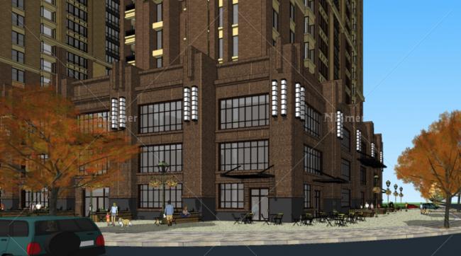 Sketchup住宅模型|高层住宅，古典风格，底商