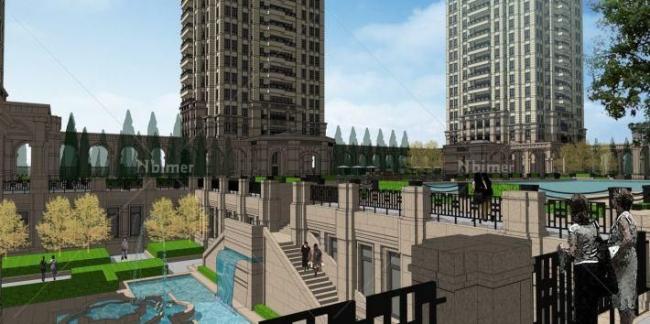 Sketchup住宅模型|超高层住宅小区，古典风格，居住建筑