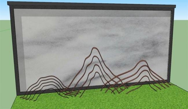 Sketchup素材模型|片山景墙景观墙模型素材组件