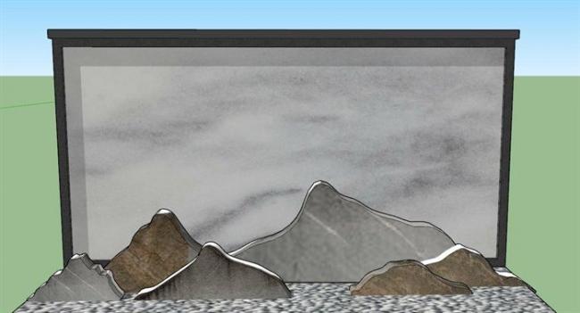 Sketchup素材模型|片山景墙景观墙模型素材组件