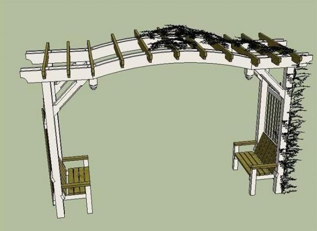 Sketchup素材模型|座椅拱门花架庭院花园椅子模型素材组件