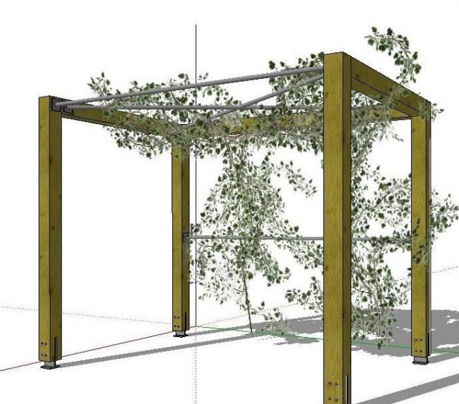 Sketchup素材模型|园林景观花架模型素材组件