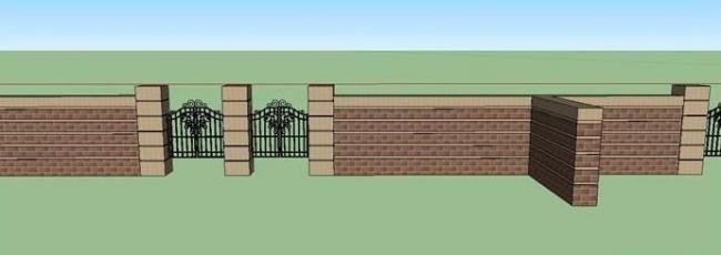 Sketchup素材模型|庭院围墙院门入口模型素材组件