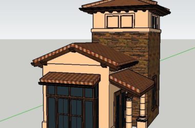 Sketchup小品模型|欧式岗亭塔楼模型素材组件，古典小品-BIM建筑网