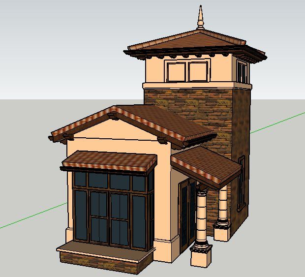 Sketchup小品模型|欧式岗亭塔楼模型素材组件，古典小品