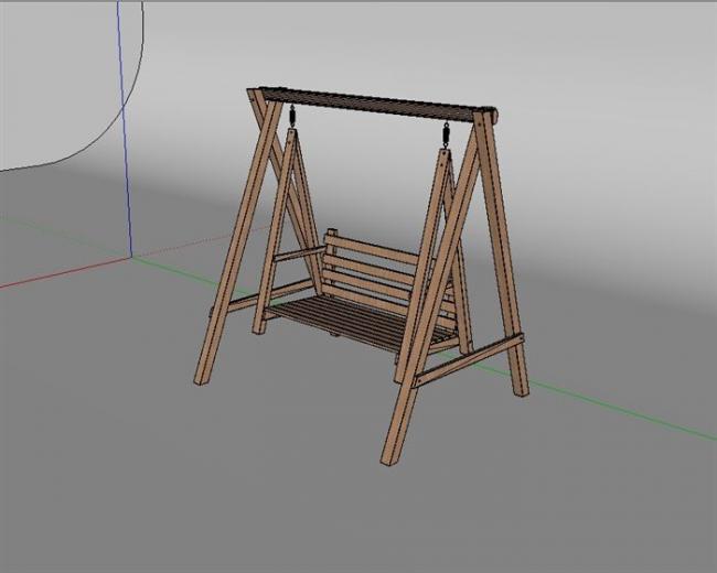 Sketchup素材模型|木质秋千椅椅子模型素材组件