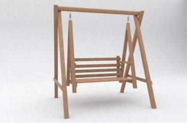 Sketchup素材模型|木质秋千椅椅子模型素材组件-BIM建筑网