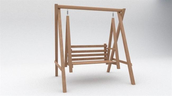 Sketchup素材模型|木质秋千椅椅子模型素材组件