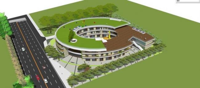 Sketchup学校模型|多层学校幼儿园，校园教育建筑，现代风格