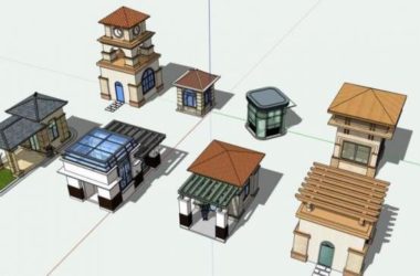 Sketchup小品模型|保安亭门卫保安室岗亭模型素材组件，小品-BIM建筑网