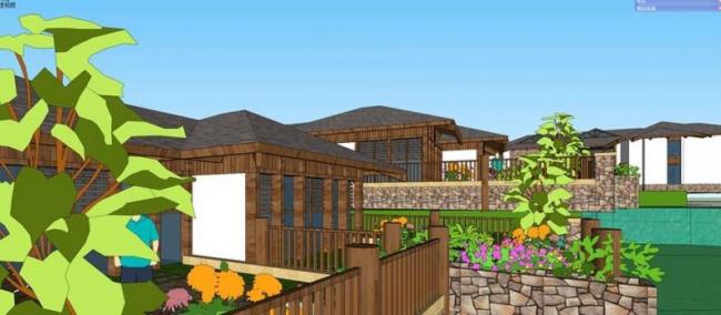 Sketchup酒店模型|多层酒店度假村，安哥拉，东南亚风格，古典风格