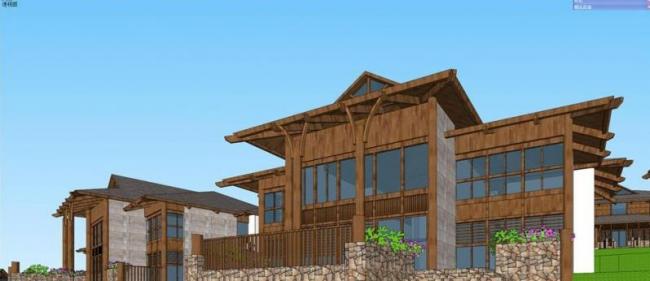 Sketchup酒店模型|多层酒店度假村，安哥拉，东南亚风格，古典风格