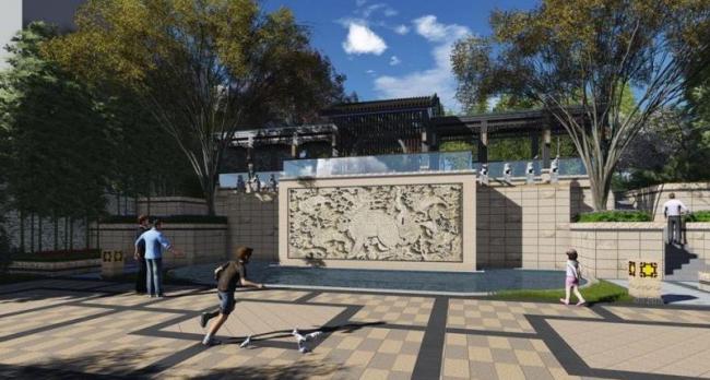 Sketchup小品模型|广场廊架，新中式风格