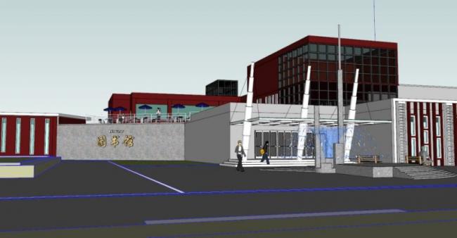 Sketchup文化模型|多层图书馆活动中心，公共文化建筑，现代风格
