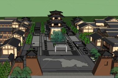 Sketchup商业模型|多层商业街，仿古，中式风格-BIM建筑网