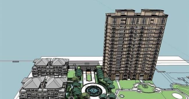 Sketchup住宅模型|多层住宅小区与景观，欧式风格，古典风格