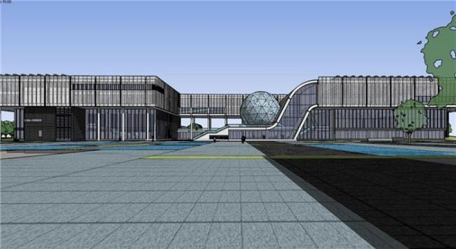 Sketchup文化模型|多层科技展览馆，现代风格，附件包含了效果图CAD图纸