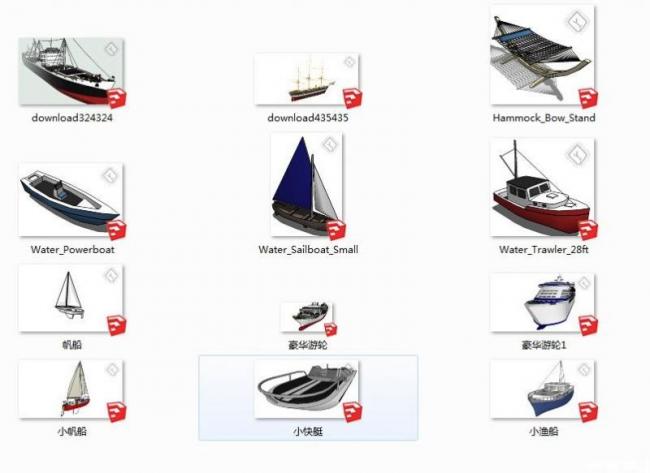 Sketchup素材模型|精致船模型素材组件
