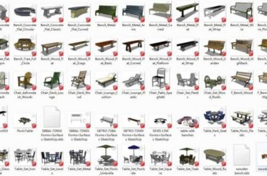 Sketchup素材模型|室外休憩桌椅椅子模型素材组件-BIM建筑网