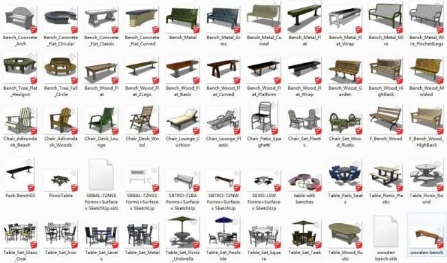 Sketchup素材模型|室外休憩桌椅椅子模型素材组件