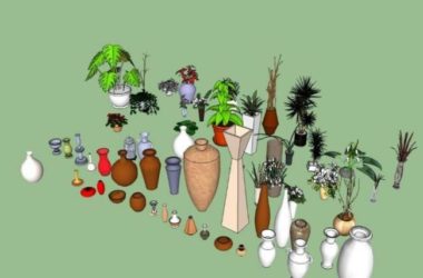 Sketchup素材模型|陶罐花钵花瓶素材模型组件-BIM建筑网