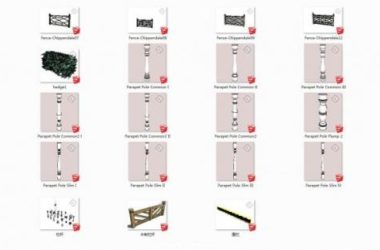 Sketchup素材模型|栏杆素材组件模型-BIM建筑网
