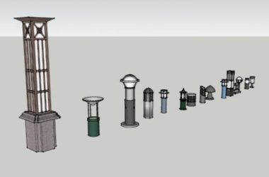 Sketchup素材模型|景观灯路灯素材组件模型-BIM建筑网