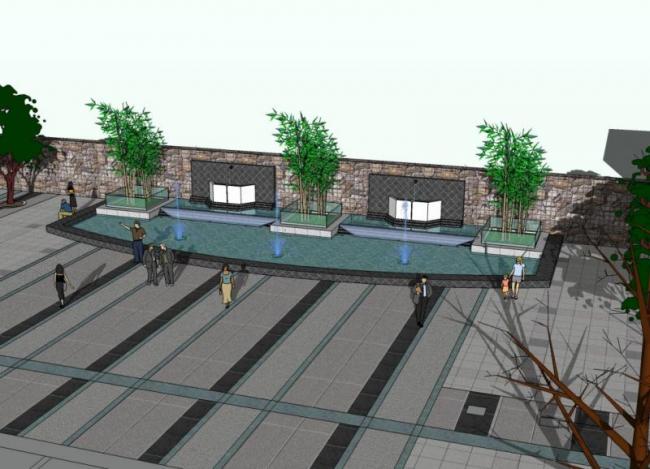 Sketchup素材模型|小区景墙矮墙组件素材