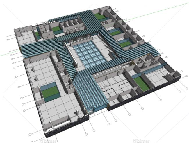 Sketchup文化模型|多层博物馆展览馆，分层，文化建筑，现代风格
