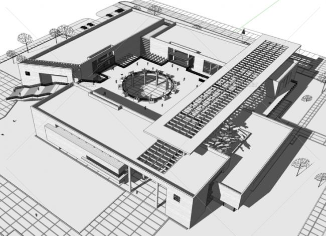 Sketchup文化模型|多层博物馆展览馆，文化建筑，现代风格