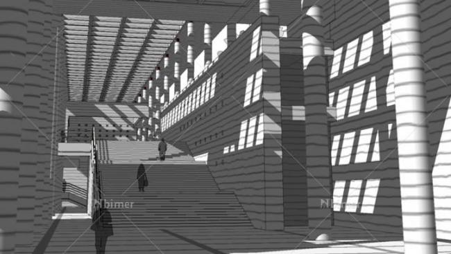 Sketchup文化模型|多层博物馆展览馆，文化建筑，现代风格