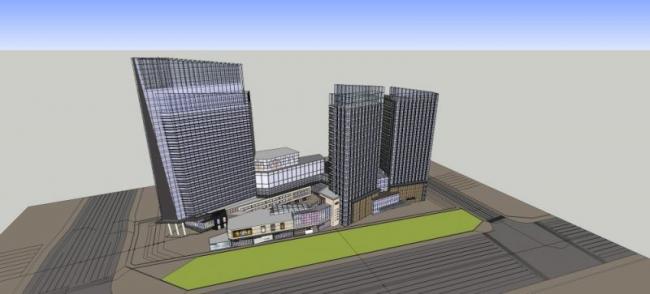 Sketchup综合体模型|多层高层混合，商业综合体，现代风格