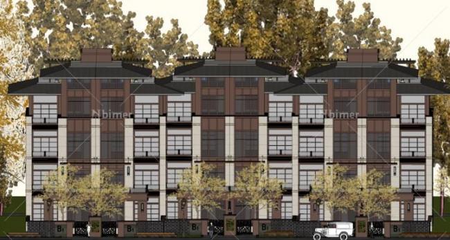 Sketchup住宅模型|叠拼住宅，多层住宅，现代风格