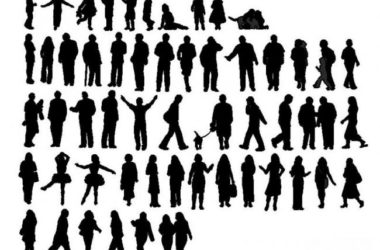 Sketchup素材模型|2D无彩轮廓人物素材，建筑模型组件素材-BIM建筑网