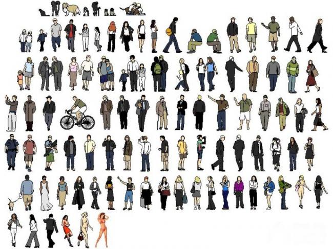 Sketchup素材模型|2D人物SU素材，建筑模型组件素材