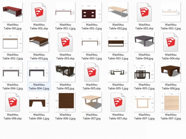 Sketchup素材模型|室桌桌子SU素材，建筑模型组件素材