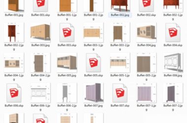 Sketchup素材模型|餐边柜SU素材，建筑模型组件素材-BIM建筑网