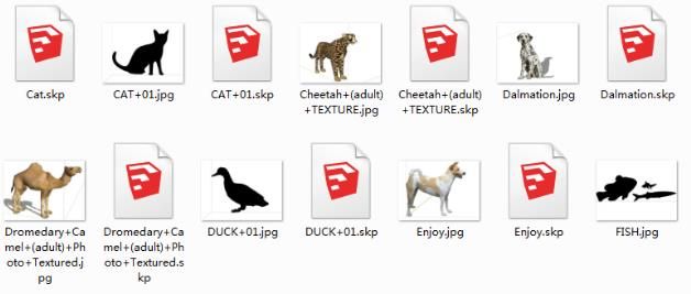 Sketchup素材模型|动物SU素材，建筑模型组件素材