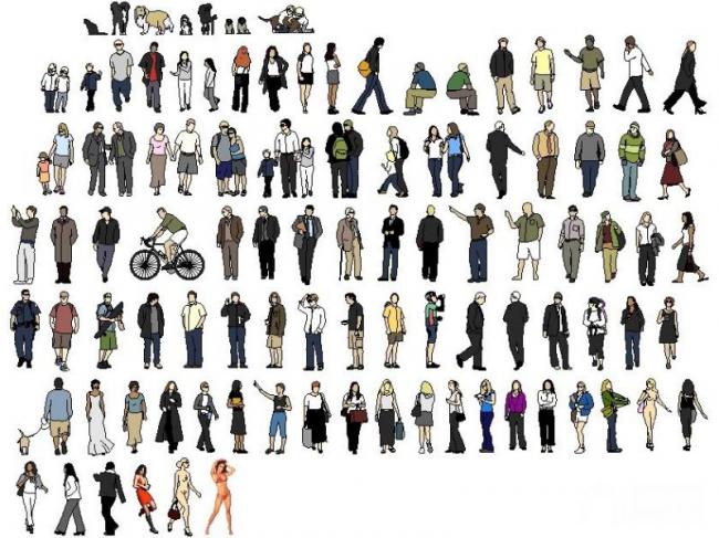 Sketchup素材模型|2D人物SU素材，建筑模型素材组件