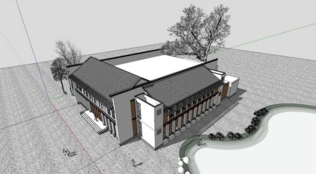 Sketchup文化模型|多层活动中心，文化建筑，现代风格