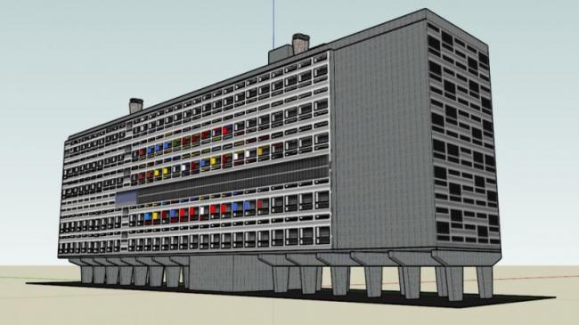 Sketchup住宅模型|高层公寓，马赛公寓，柯布西耶，现代风格