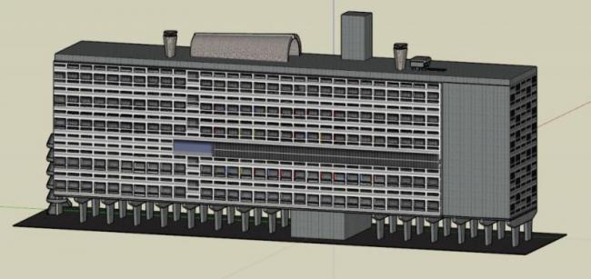 Sketchup住宅模型|高层公寓，马赛公寓，柯布西耶，现代风格